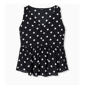 Torrid Black & White Polka-dot Peplum Tank